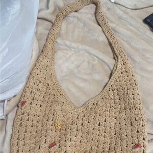 Handcrafted Tan Crochet Shoulder Bag